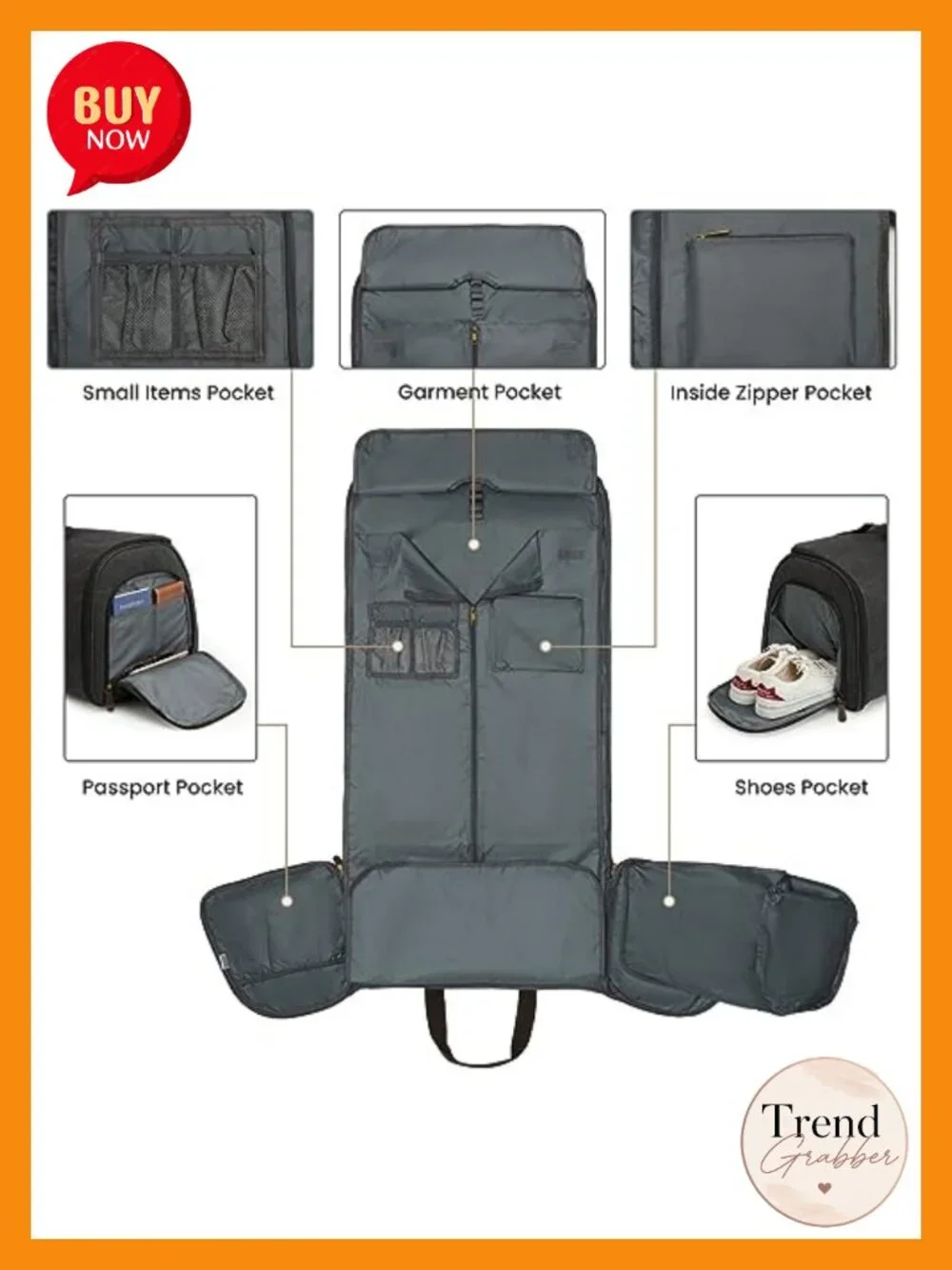 Convertible Garment Bag Carry-On Travel Duffel Suit Bag with Toiletry Bag